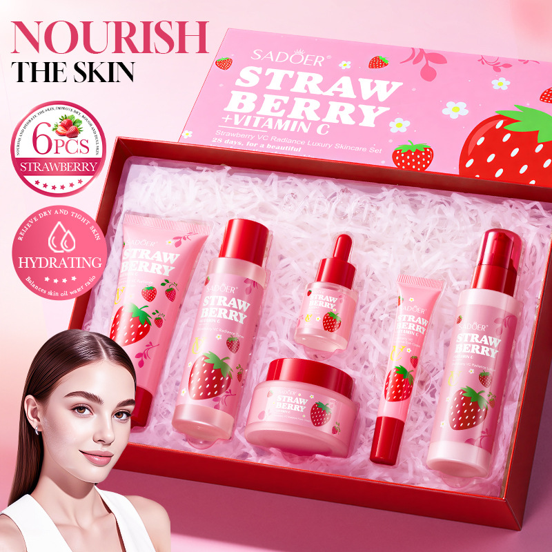 Luxury Skincare Gifts For Women - Strawberry VC Brightening Luxury Care 6-piece