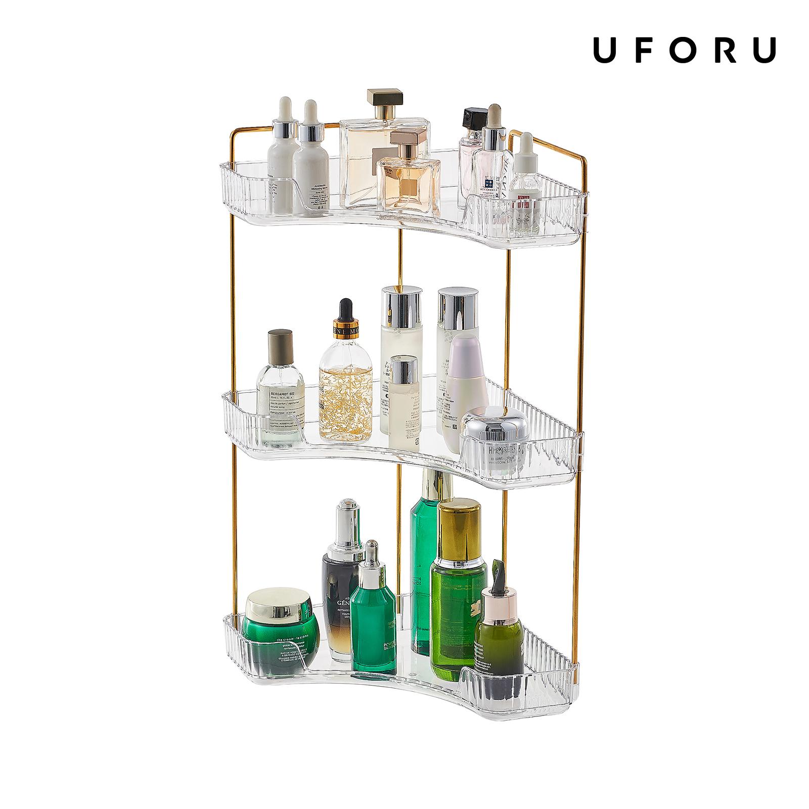 Luxury Gold Skincare - 3 Tier Clear Bathroom Organizer Corner