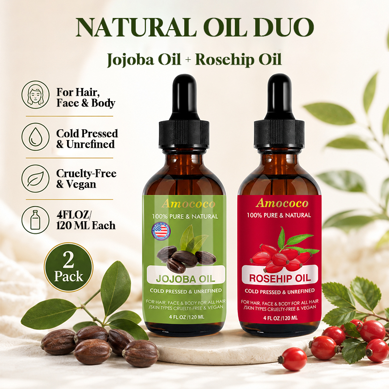 Amococo 2pcs Jojoba Oil and Ro - Cold Pressed Rose Hip ulasan dan harga