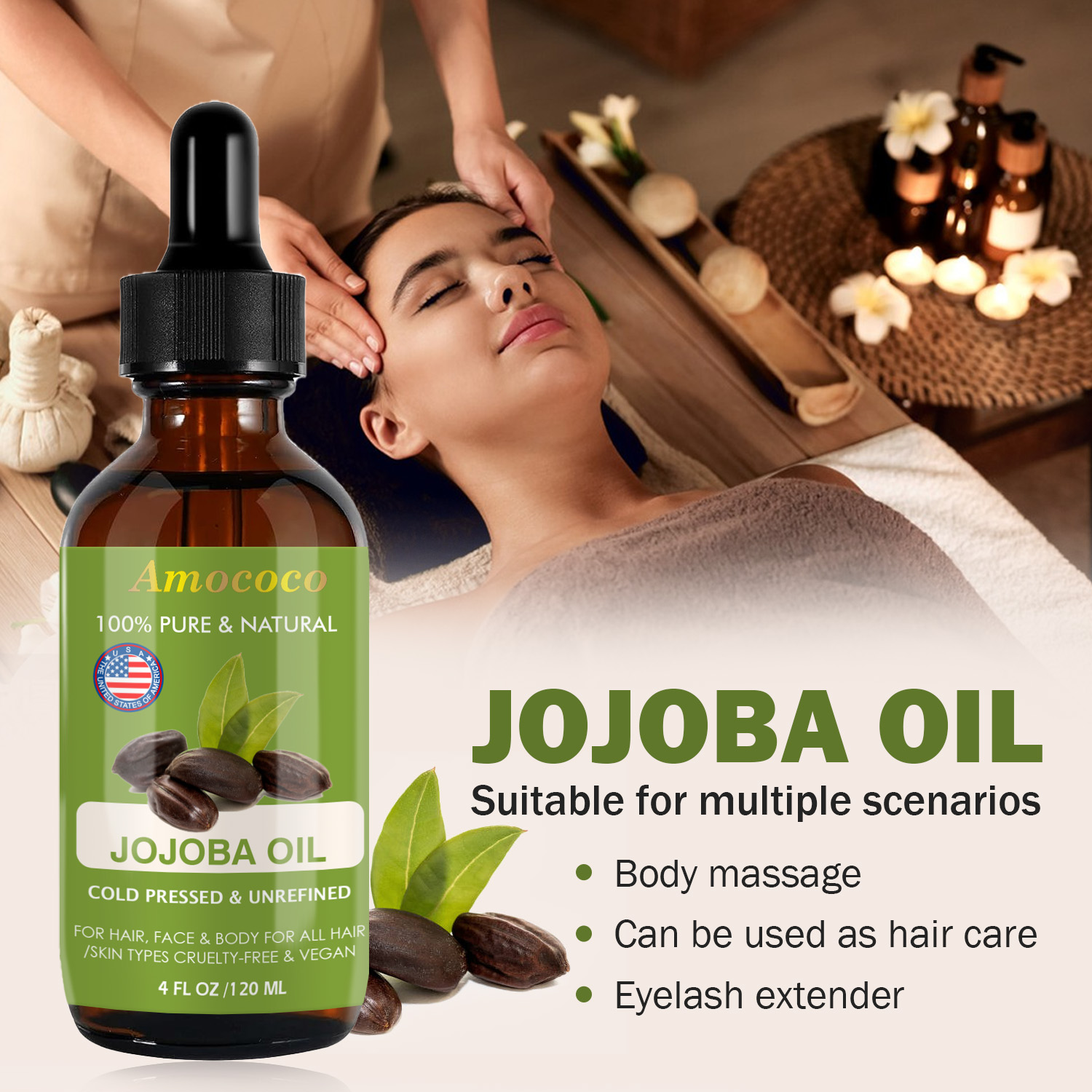 Amococo 2pcs Jojoba Oil and Ro - Cold Pressed Rose Hip ulasan dan harga