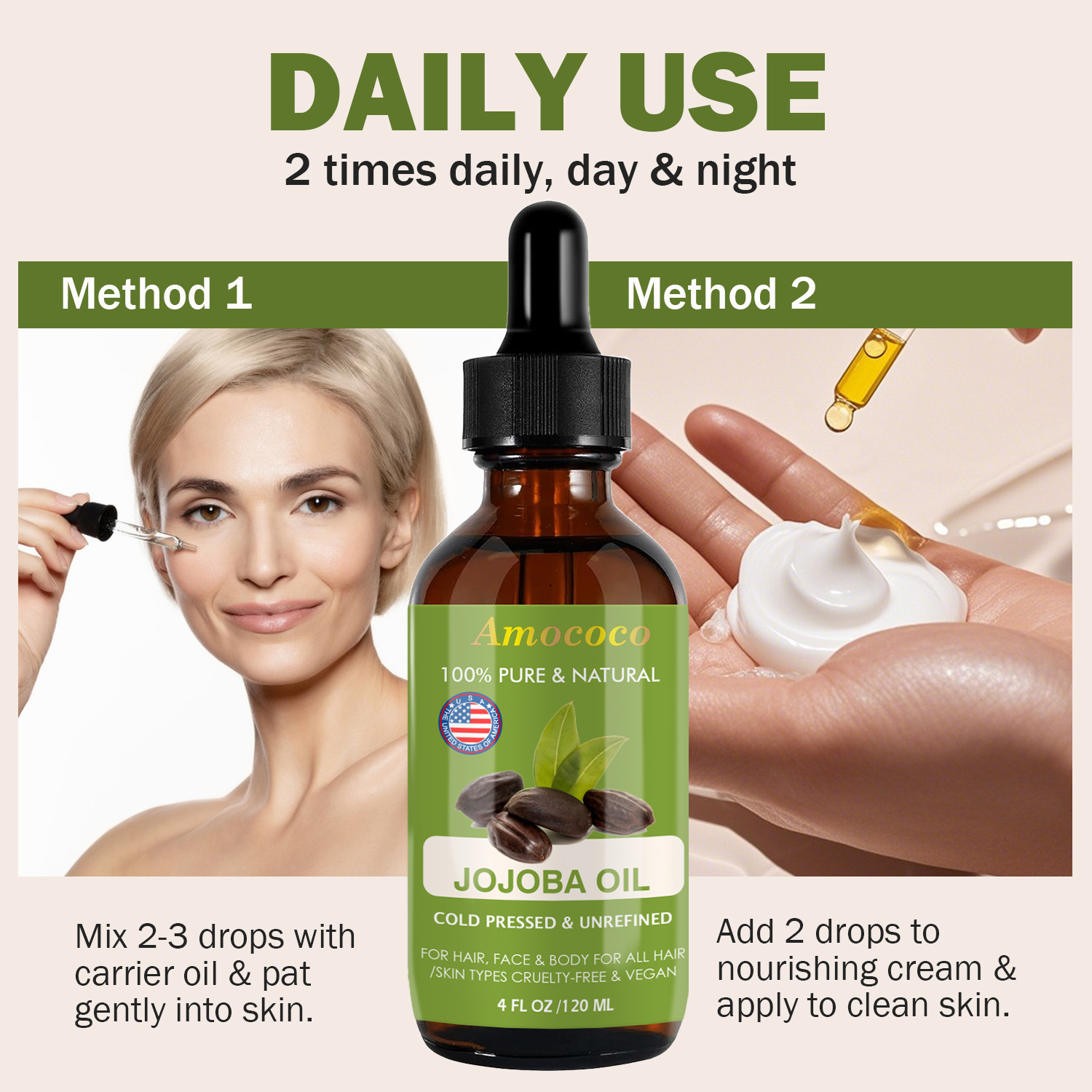 Amococo 2pcs Jojoba Oil and Ro - Cold Pressed Rose Hip ulasan dan harga