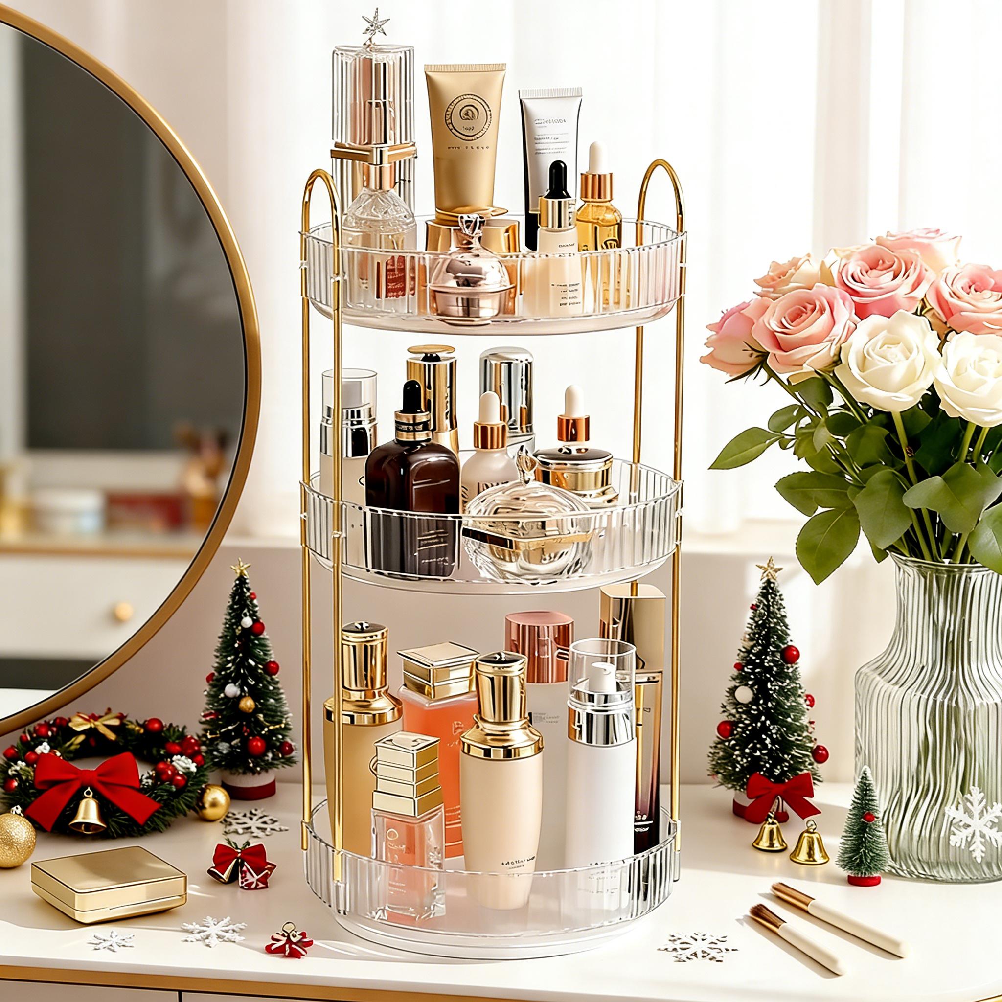 3 Tier Clear Bathroom Organize - Luxury Gold Skincare ulasan dan harga